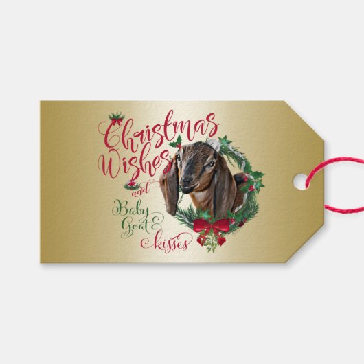 ヤギ |クリスマスウィッシュベビーヤギキスNubian 2 ギフトタグ (正面(横))
