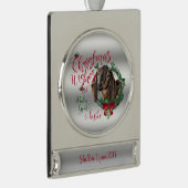 ヤギ |クリスマスウィッシュベビーヤギキスNubian 2 シルバープレートバナーオーナメント (右)