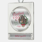 ヤギ |クリスマスウィッシュベビーヤギキスNubian 2 シルバープレートバナーオーナメント (左)