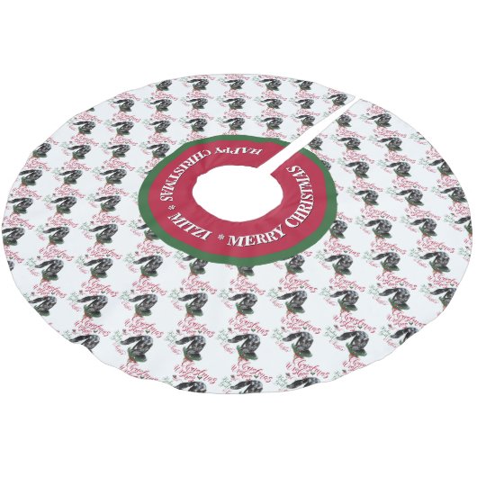 ヤギ |クリスマスウィッシュベビーヤギキスNubian 2 ブラッシュドポリエステルツリースカート (アングル)