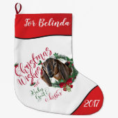 ヤギ |クリスマスウィッシュベビーヤギキスNubian 2 ラージクリスマスストッキング (正面)