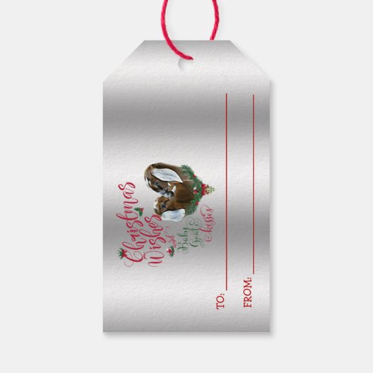 ヤギ |クリスマスウィッシュベビーヤギキスNubian 3 ギフトタグ (裏面)