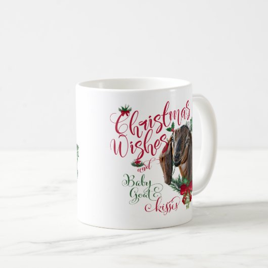 ヤギ |クリスマスウィッシュベビーヤギキスNubian 3 コーヒーマグカップ (正面右)