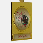 ヤギ |クリスマスウィッシュベビーヤギキスNubian 3 ゴールドプレートバナーオーナメント (右)