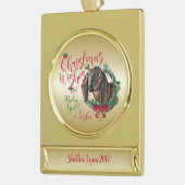 ヤギ |クリスマスウィッシュベビーヤギキスNubian 3 ゴールドプレートバナーオーナメント (左)