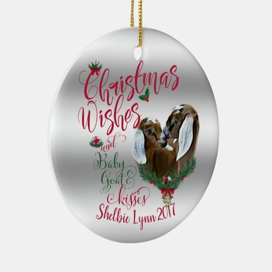 ヤギ |クリスマスウィッシュベビーヤギキスNubian 3 セラミックオーナメント (右)