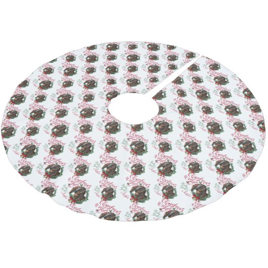 ヤギ |クリスマスウィッシュベビーヤギキスNubian 3 ブラッシュドポリエステルツリースカート (アングル)