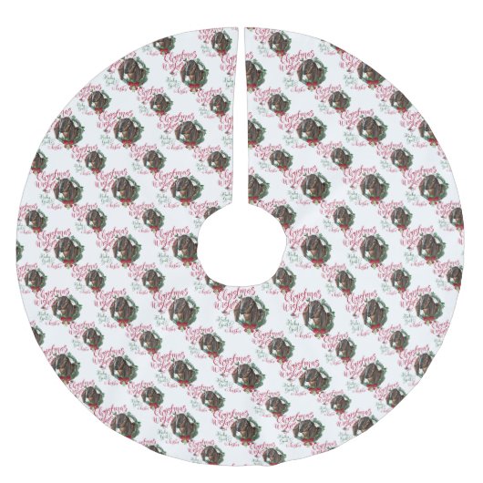 ヤギ |クリスマスウィッシュベビーヤギキスNubian 3 ブラッシュドポリエステルツリースカート (正面)