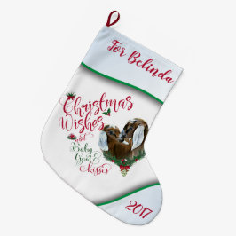 ヤギ |クリスマスウィッシュベビーヤギキスNubian 3 ラージクリスマスストッキング