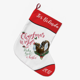 ヤギ |クリスマスウィッシュベビーヤギキスNubian 3 ラージクリスマスストッキング