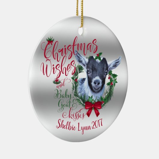 ヤギ |クリスマスウィッシュベビーヤギキスPygmy セラミックオーナメント (右)