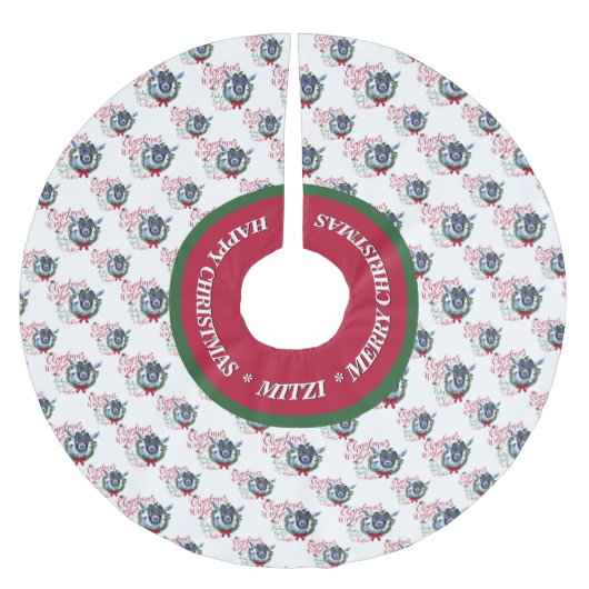 ヤギ |クリスマスウィッシュベビーヤギキスPygmy ブラッシュドポリエステルツリースカート (正面)