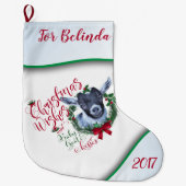 ヤギ |クリスマスウィッシュベビーヤギキスPygmy ラージクリスマスストッキング (正面)