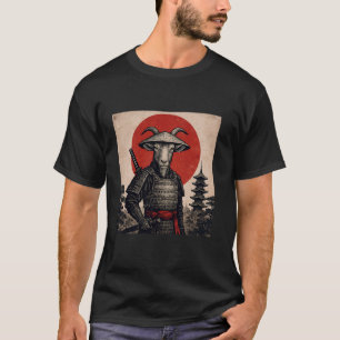 ヤギ サムライ 戦士 ヴィンテージ 日本 浮世絵 アニメ Tシャツ