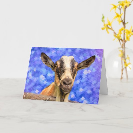 ヤギ&スターズ誕生日 カード (黄色い花)