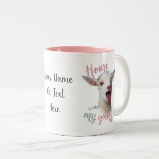 ヤギ |ナイジェリアの家は私のヤギがいる場所 ツートーンマグカップ (正面右)