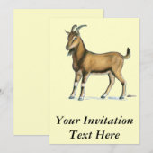 ヤギ：ブラウン 招待状 (正面/裏面)