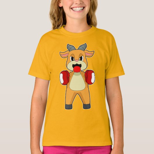 ヤギ ボクサー ボクシング グローブ Tシャツ (正面)