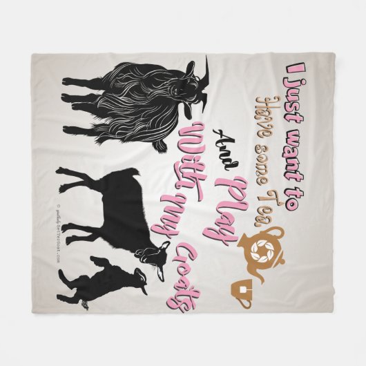 ヤギ |ヤギと一緒にお茶遊を飲みたい フリースブランケット (正面(横))