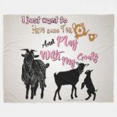 ヤギ |ヤギと一緒にお茶遊を飲みたい フリースブランケット (正面(横))