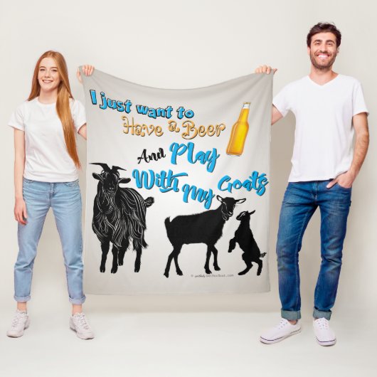 ヤギ |ヤギと一緒にビール遊を飲みたい フリースブランケット (インサイチュ)