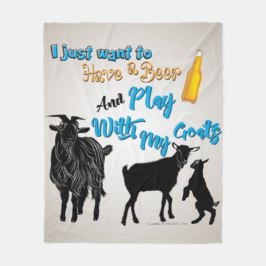 ヤギ |ヤギと一緒にビール遊を飲みたい フリースブランケット (正面)