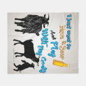 ヤギ |ヤギと一緒にビール遊を飲みたい フリースブランケット (正面(横))