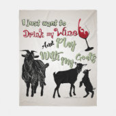 ヤギ |ヤギと一緒にワ遊インを飲みたい フリースブランケット (正面)