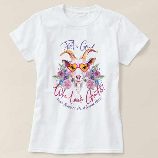 ヤギ ヤギを愛する女の子| Just a Girl Tシャツ (デザイン正面)