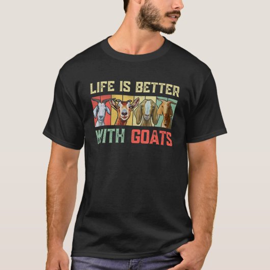 ヤギ、ヤギ、ヤギの恋人と人生は良い Tシャツ (正面)