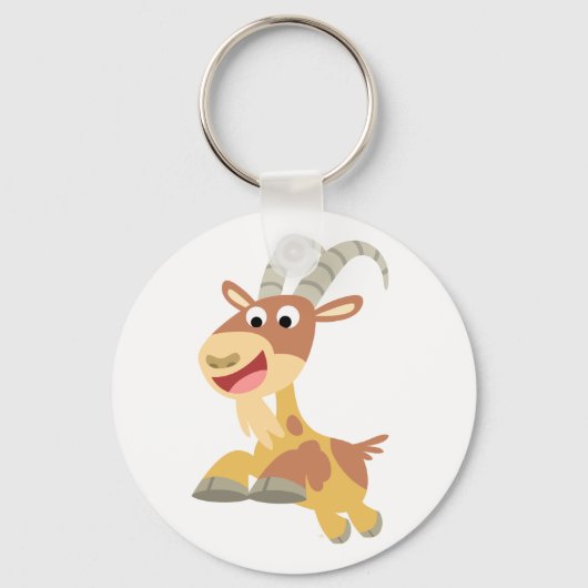 ヤギ!!（可愛い漫画のヤギ）キーチェーン キーホルダー (正面)
