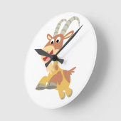 ヤギ!!(可愛い漫画のヤギ)壁時計 ラウンド壁時計 (傾斜)