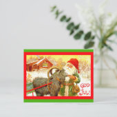 ヤギ"神7月"が付いているヴィンテージのスウェーデンの格言かサンタ シーズンポストカード (スタンド正面)