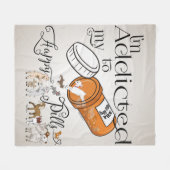 ヤギ |私の幸せなピル中毒 フリースブランケット (正面(横))