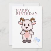 ヤギ、面白い誕生日カード 招待状 (正面)