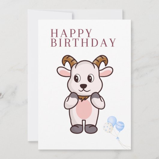 ヤギ、面白い誕生日カード 招待状 (正面)