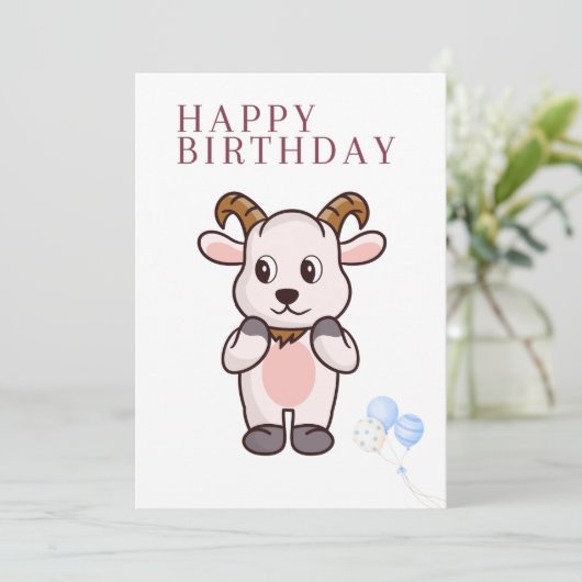 ヤギ、面白い誕生日カード 招待状 (スタンド正面)