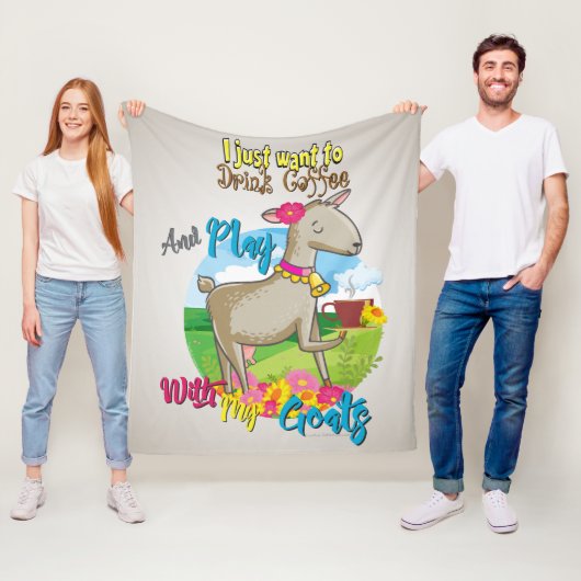ヤギ | Just want 遊 Coffee with My Goat フリースブランケット (インサイチュ)