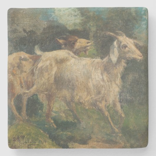 ヤギ（Vincenzo Caprile著） ストーンコースター (正面)