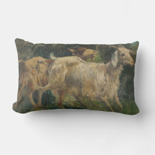 ヤギ（Vincenzo Caprile著） ランバークッション (正面)