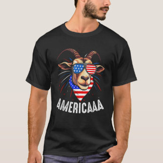 ヤギAmericaaa 4th Of July USA愛国少年おもしろい Tシャツ