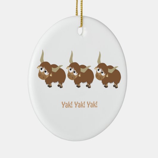 ヤクおもしろいヤクヤクプリンかわいい漫画ヤク セラミックオーナメント (右)