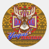 ヤクイ民族ディアデザインヨエメステッカー ラウンドシール (正面)