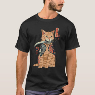 ヤクザ猫サムライ日本のソードカタナジャパンTig Tシャツ