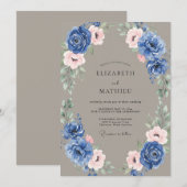 ヤグルマギクとテープのリースの結婚式 招待状 (正面/裏面)