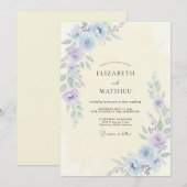 ヤグルマギクとルピナスの芍薬の結婚式 招待状 (正面/裏面)
