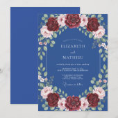 ヤグルマギクと深紅のバラの結婚式 招待状 (正面/裏面)