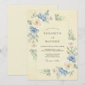 ヤグルマギクのバターのような色の芍薬の結婚式 招待状 (正面/裏面)