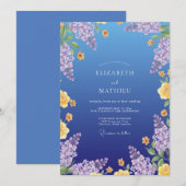 ヤグルマギクのライラックペイントの結婚式 招待状 (正面/裏面)