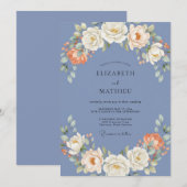 ヤグルマギクのラナンキュラスリースの結婚式 招待状 (正面/裏面)